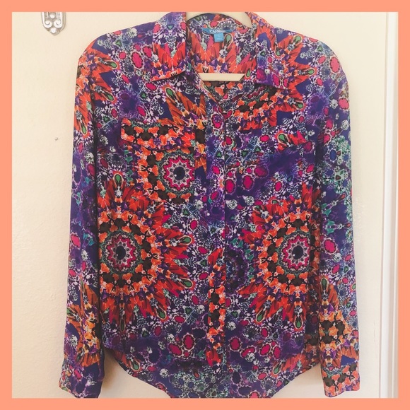 Nanette Lepore Tops - L’Amour by Nanette Lepore Colorful Button Down